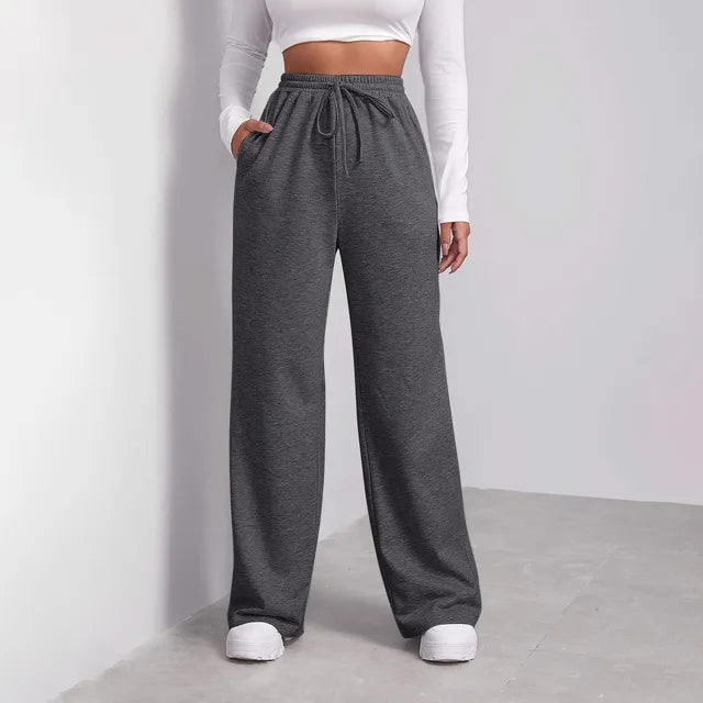 Joggers med vida ben | Drawstring | Straight Leg | Sweatpants med vida ben | Joggers för kvinnor-Eva Jonsson