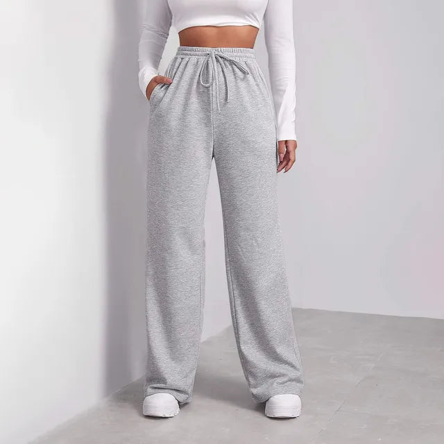 Joggers med vida ben | Drawstring | Straight Leg | Sweatpants med vida ben | Joggers för kvinnor-Eva Jonsson