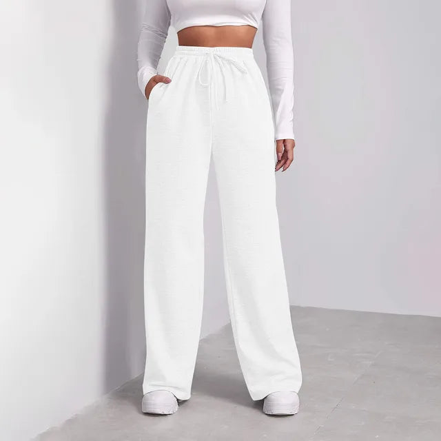 Joggers med vida ben | Drawstring | Straight Leg | Sweatpants med vida ben | Joggers för kvinnor-Eva Jonsson