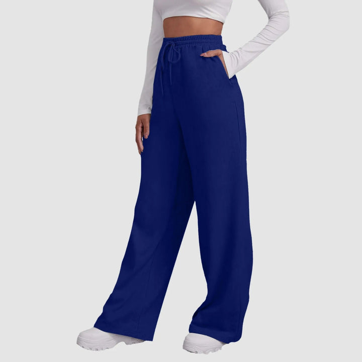 Joggers med vida ben | Elastisk midja | Dragsko | Sweatpants med vida ben | Dambyxor-Eva Jonsson