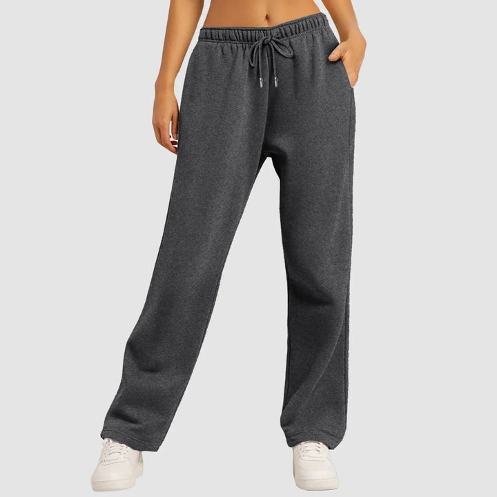 Joggers med vida ben | Elastisk midja | Dragsko | Sweatpants med vida ben | Dambyxor-Eva Jonsson