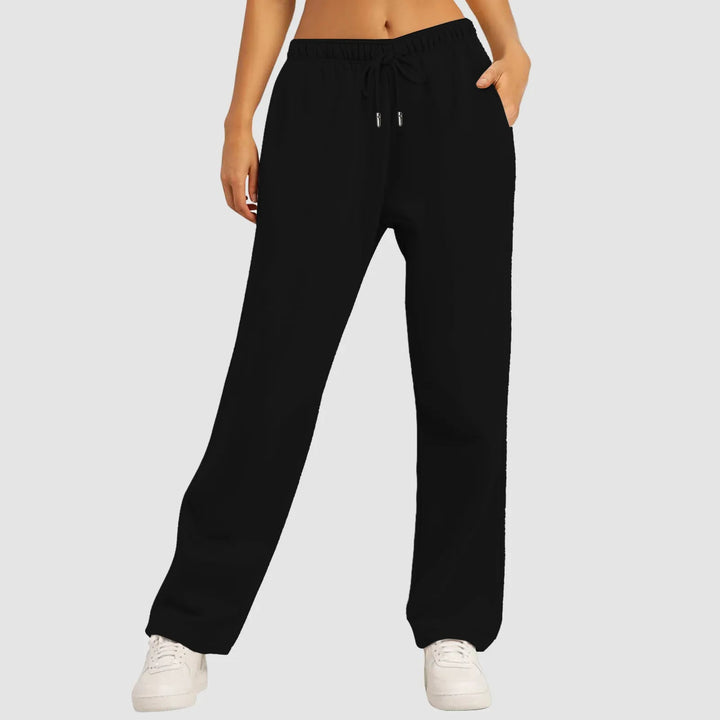 Joggers med vida ben | Elastisk midja | Dragsko | Sweatpants med vida ben | Dambyxor-Eva Jonsson