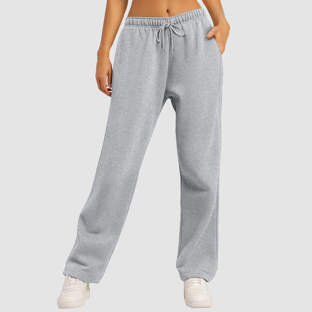 Joggers med vida ben | Elastisk midja | Dragsko | Sweatpants med vida ben | Dambyxor-Eva Jonsson