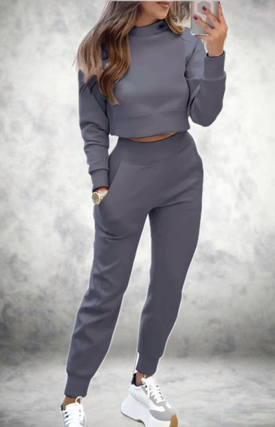 Joggerset - Bekvämt - Cropped - Sweatset - Damkläder-Eva Jonsson