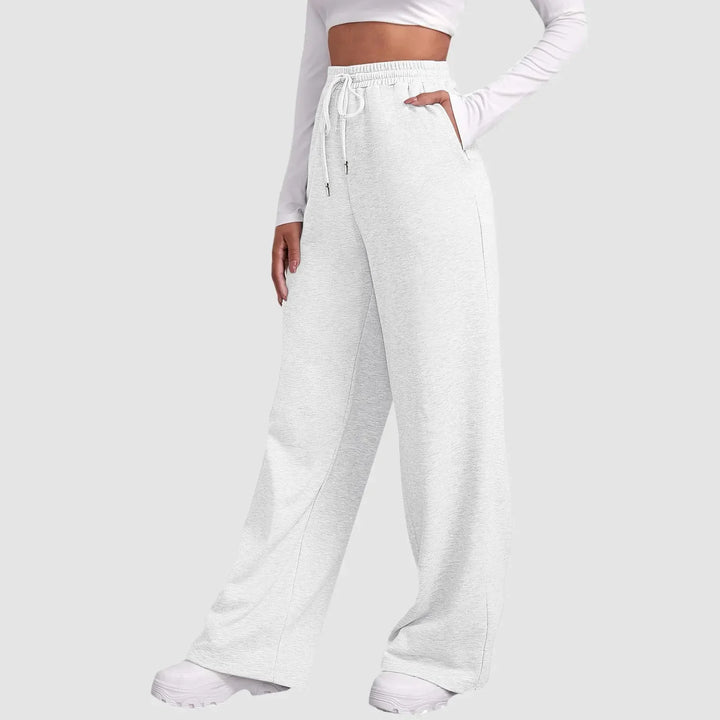 Joggingbyxor med vida ben – Dambyxor med elastisk midja och dragsko-Eva Jonsson