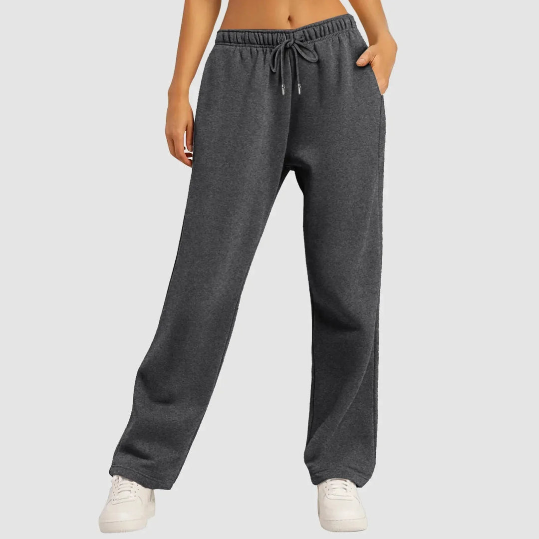Joggingbyxor med vida ben – Dambyxor med elastisk midja och dragsko-Eva Jonsson