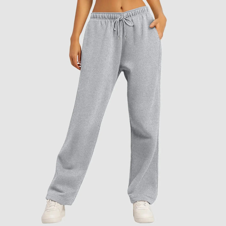 Joggingbyxor med vida ben – Dambyxor med elastisk midja och dragsko-Eva Jonsson