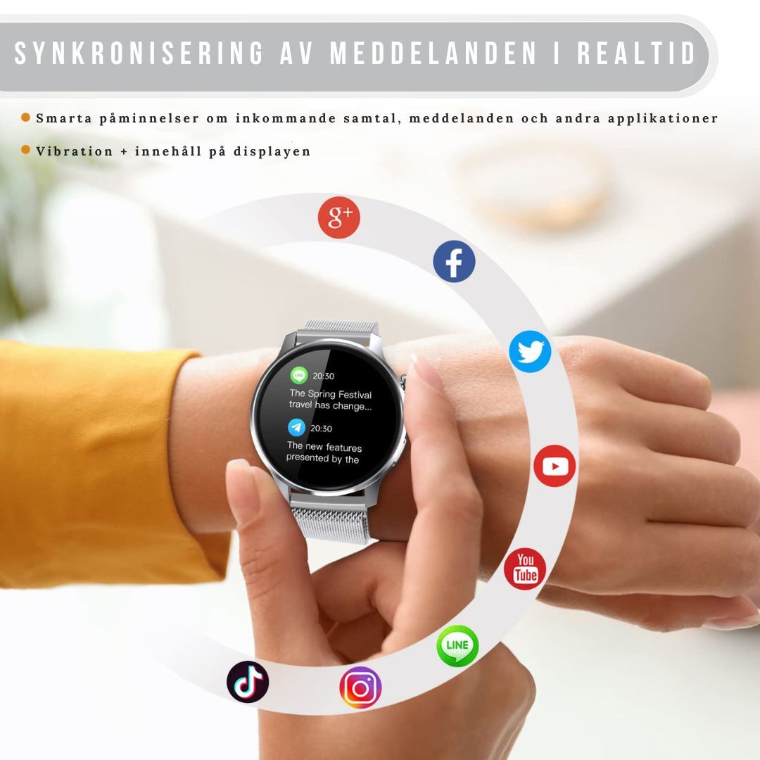 Journey rund smartklocka | Unisex Bluetooth Fitness Tracker med pekskärm-Eva Jonsson
