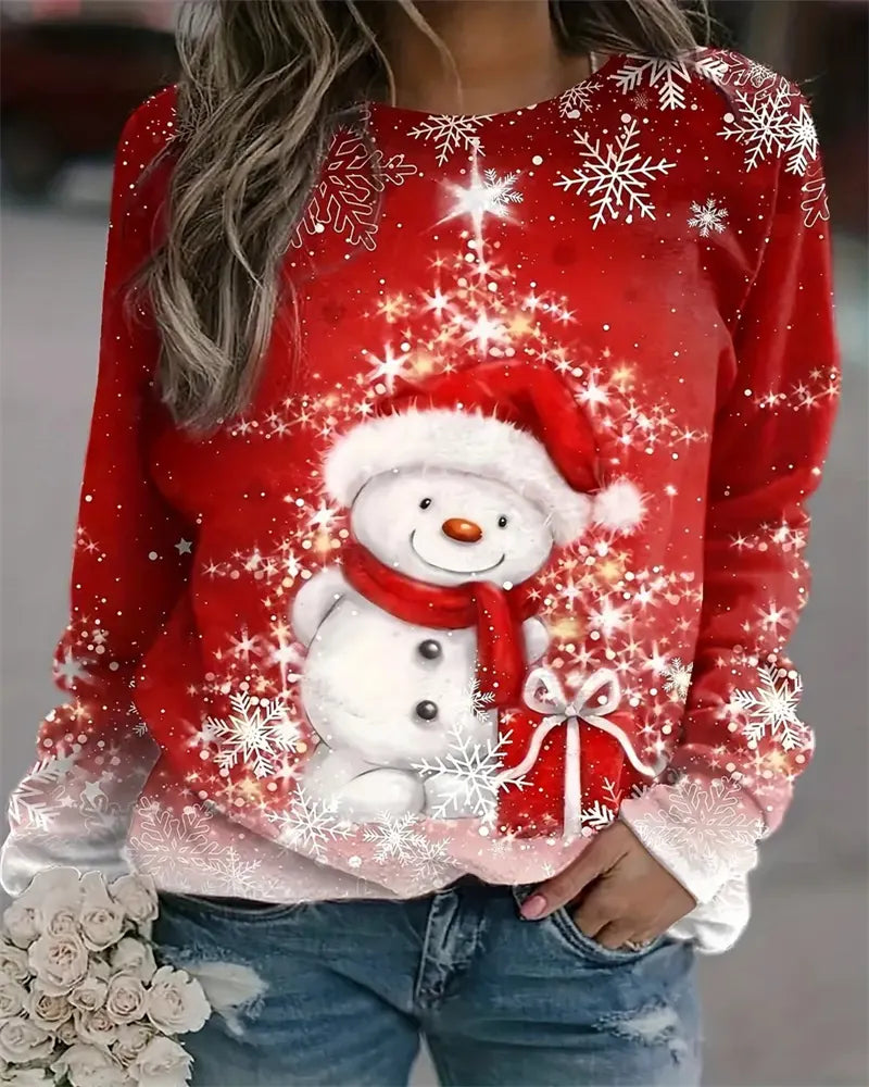 Jul Sweatshirt | Loose Fit | Tryckt | Jul Pullover | Vinterkläder för kvinnor-Eva Jonsson