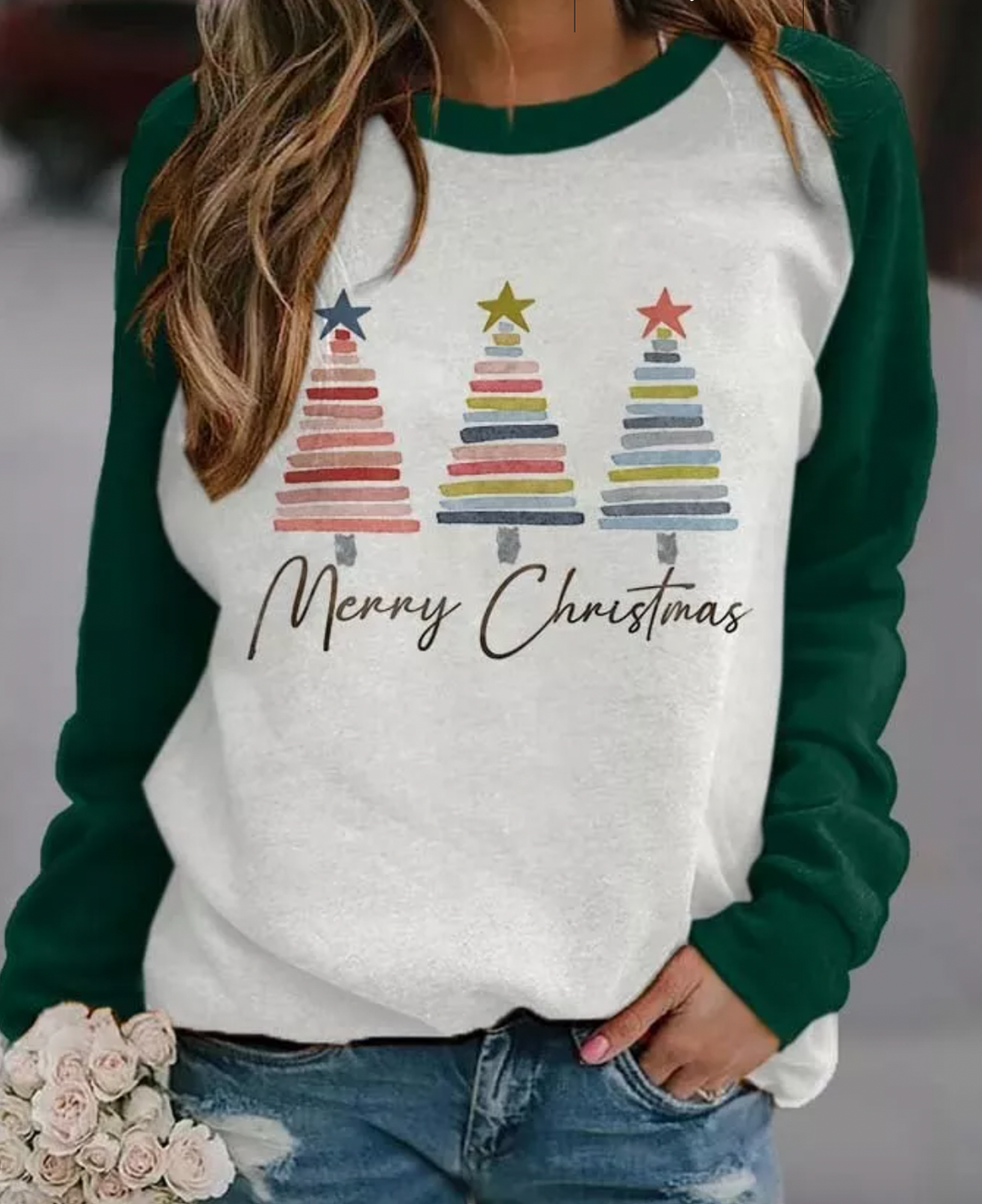 Jul Sweatshirt - Rund hals - Långärmad - Jul Pullover - Damkläder-Eva Jonsson