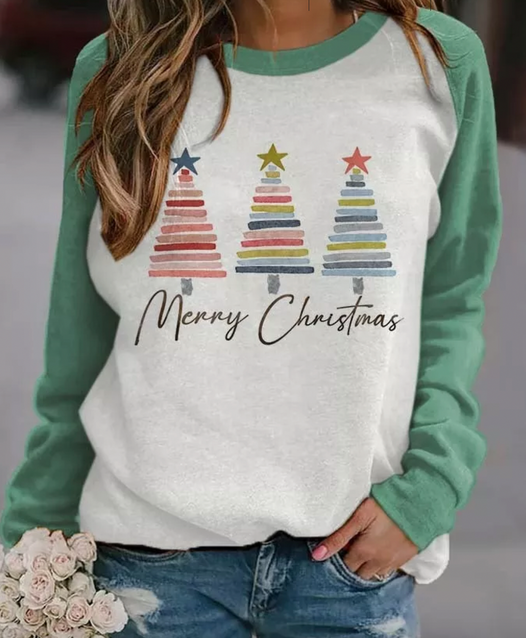 Jul Sweatshirt - Rund hals - Långärmad - Jul Pullover - Damkläder-Eva Jonsson