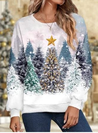 Jul Sweatshirt | Sparkly | Långärmad | Jul Pullover | Damkläder-Eva Jonsson