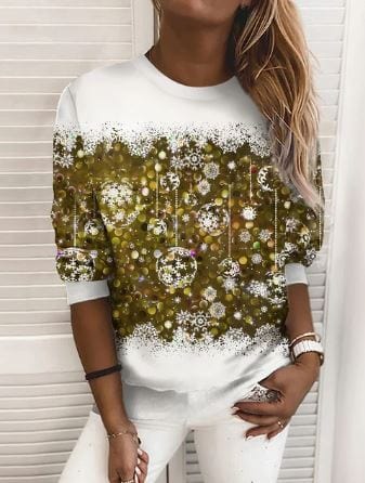Jul Sweatshirt | Sparkly | Långärmad | Jul Pullover | Damkläder-Eva Jonsson