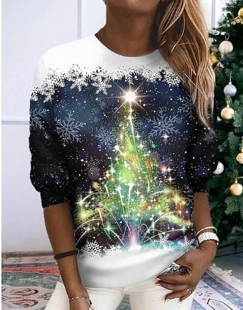 Jul Sweatshirt | Sparkly | Långärmad | Jul Pullover | Damkläder-Eva Jonsson