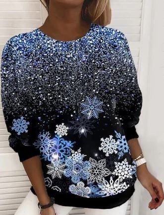 Jul Sweatshirt | Sparkly | Långärmad | Jul Pullover | Damkläder-Eva Jonsson