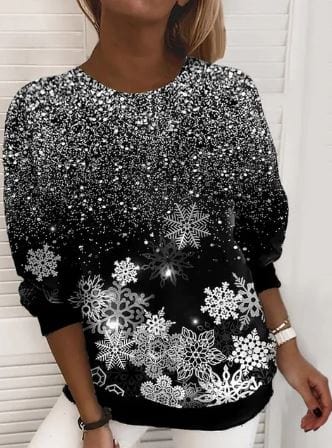 Jul Sweatshirt | Sparkly | Långärmad | Jul Pullover | Damkläder-Eva Jonsson