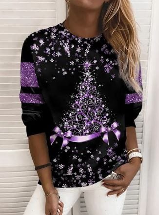 Jul Sweatshirt | Sparkly | Långärmad | Jul Pullover | Damkläder-Eva Jonsson