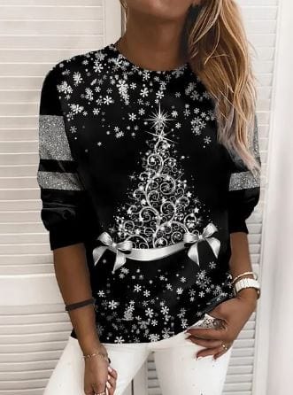 Jul Sweatshirt | Sparkly | Långärmad | Jul Pullover | Damkläder-Eva Jonsson
