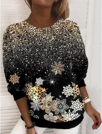 Jul Sweatshirt | Sparkly | Långärmad | Jul Pullover | Damkläder-Eva Jonsson