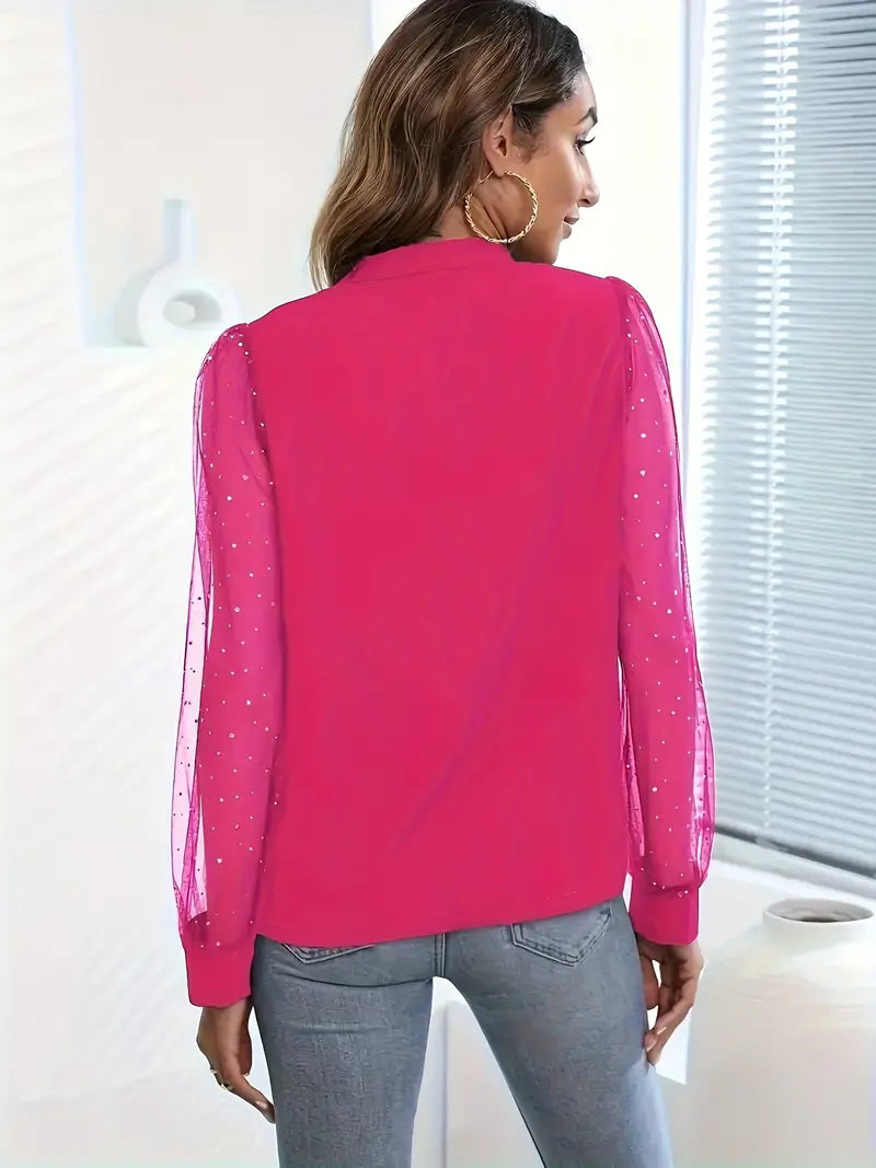 Julianne Blus | Elegant skjorta med lång ärm i mesh-Eva Jonsson