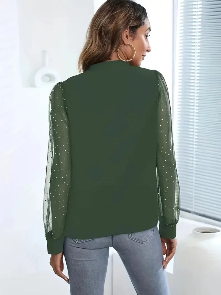Julianne Blus | Elegant skjorta med lång ärm i mesh-Eva Jonsson