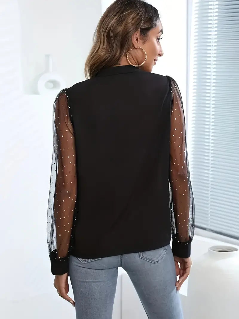 Julianne Blus | Elegant skjorta med lång ärm i mesh-Eva Jonsson
