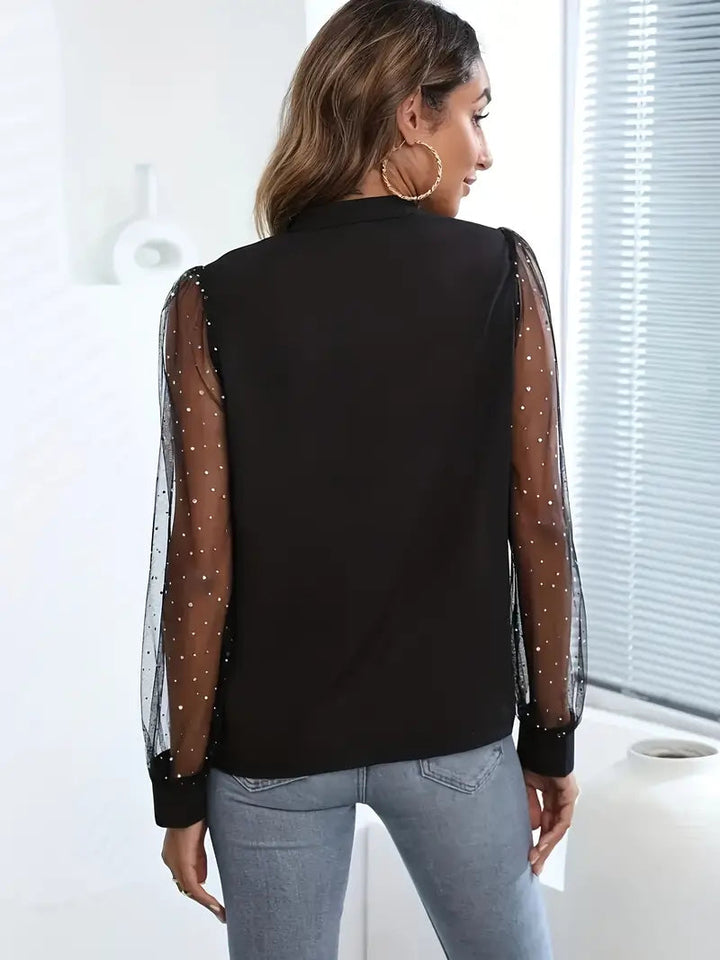 Julianne Blus | Elegant skjorta med lång ärm i mesh-Eva Jonsson