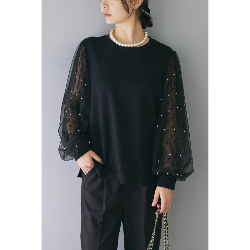 Julianne Blus | Elegant skjorta med lång ärm i mesh-Eva Jonsson