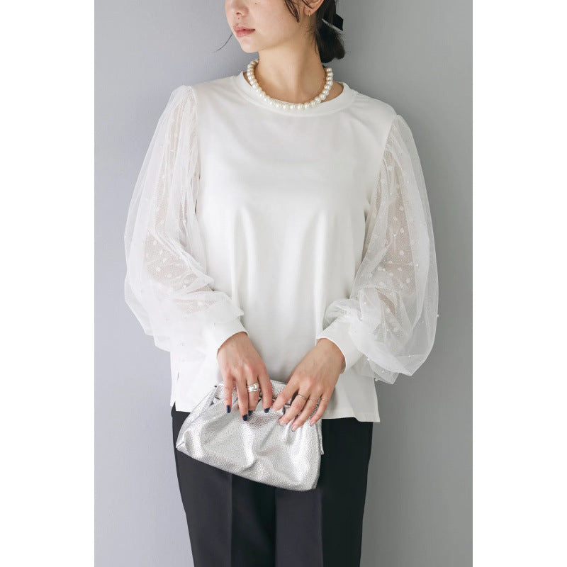 Julianne Blus | Elegant skjorta med lång ärm i mesh-Eva Jonsson