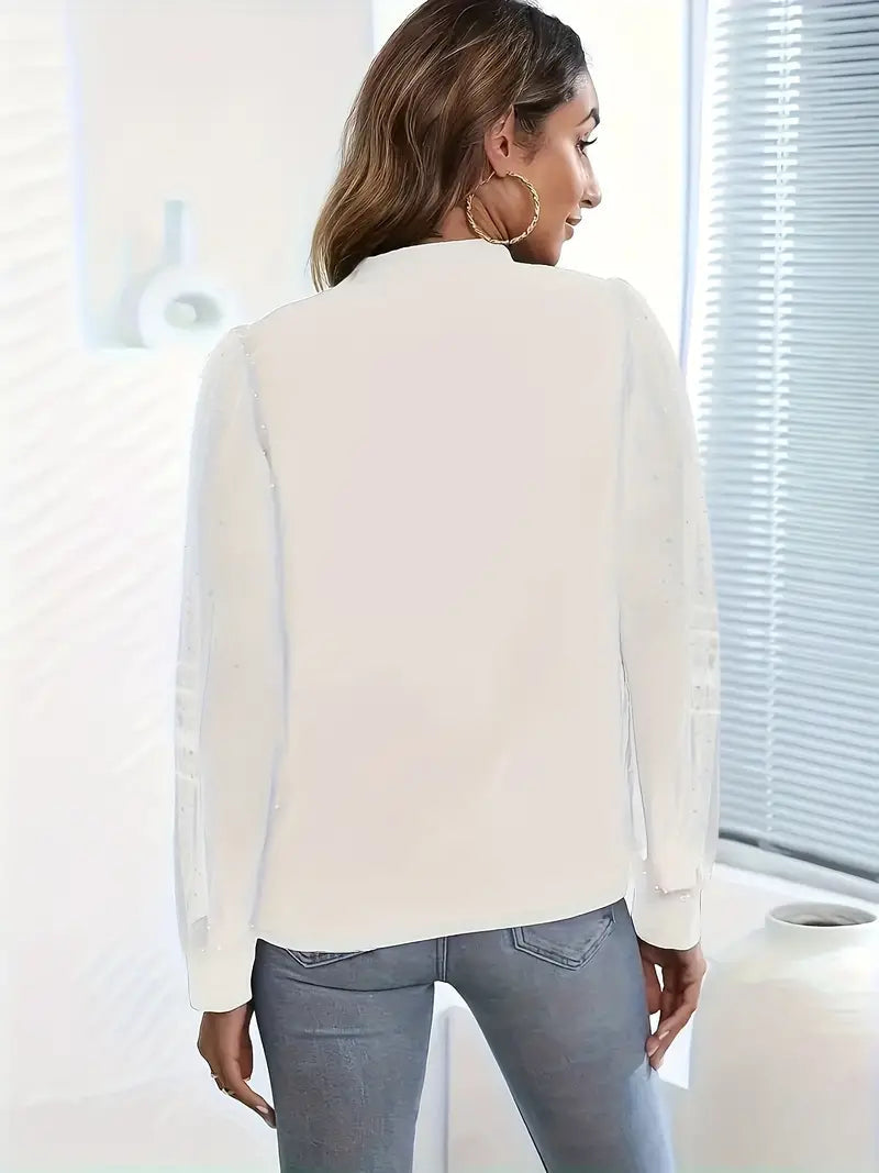 Julianne Blus | Elegant skjorta med lång ärm i mesh-Eva Jonsson