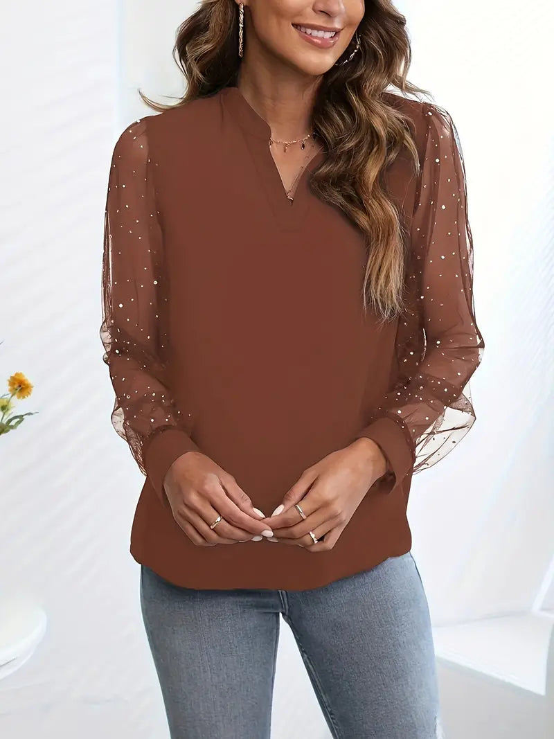 Julianne Blus | Elegant skjorta med lång ärm i mesh-Eva Jonsson