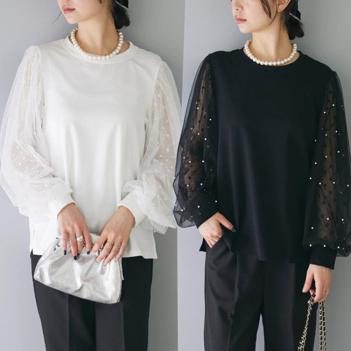 Julianne Blus | Elegant skjorta med lång ärm i mesh-Eva Jonsson
