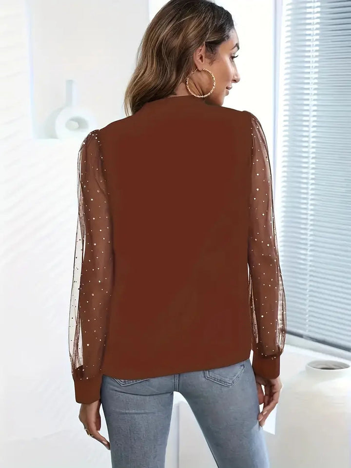 Julianne Blus | Elegant skjorta med lång ärm i mesh-Eva Jonsson