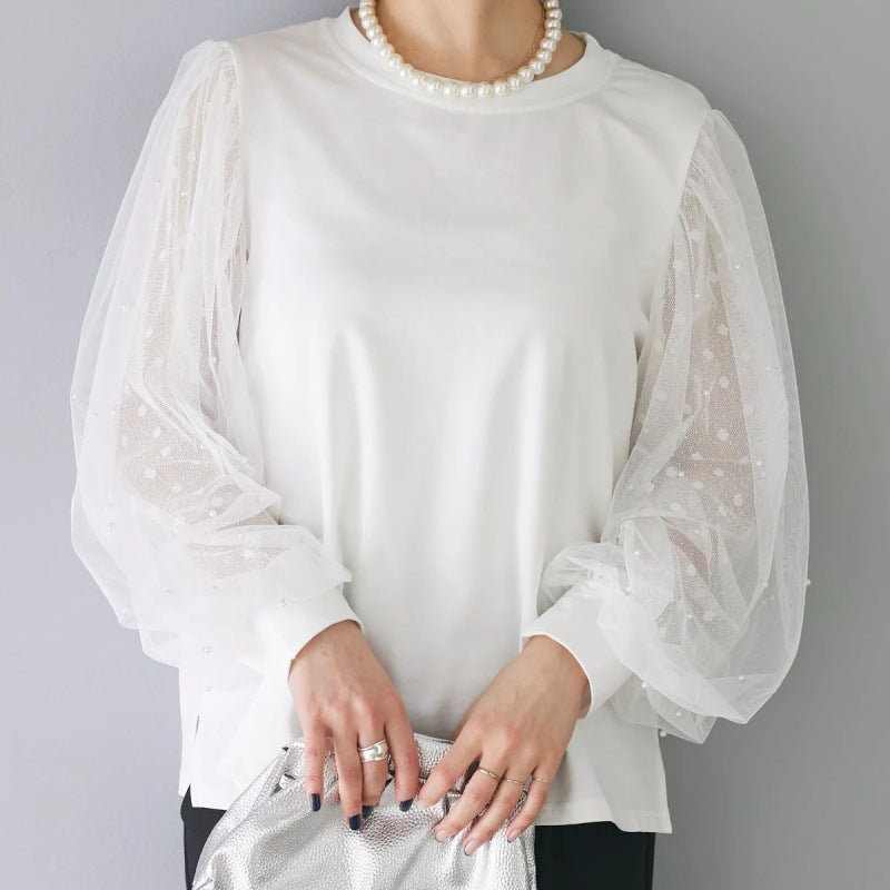 Julianne Blus | Elegant skjorta med lång ärm i mesh-Eva Jonsson