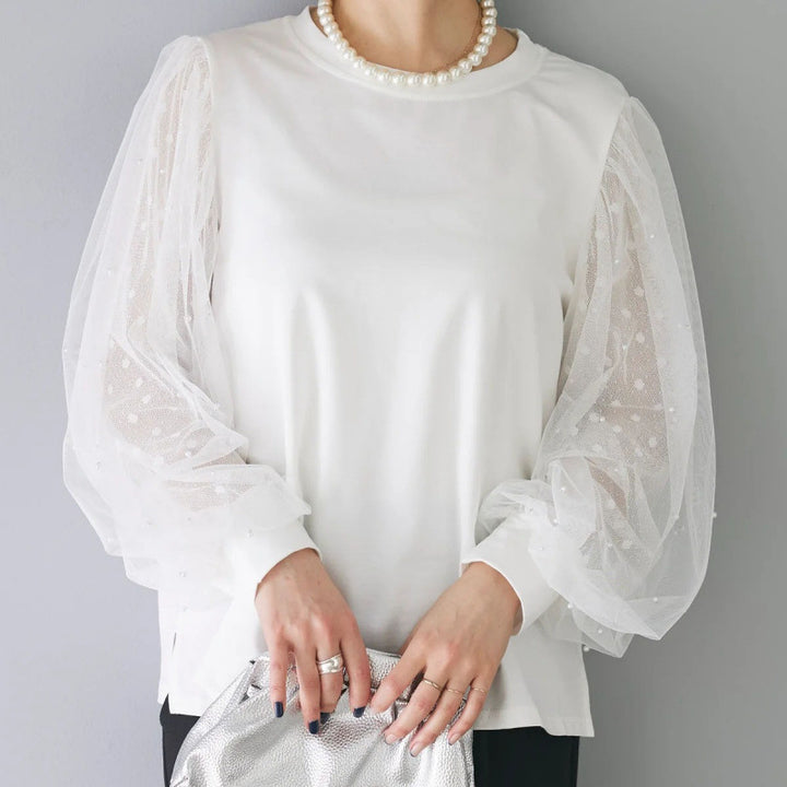 Julianne Blus | Elegant skjorta med lång ärm i mesh-Eva Jonsson