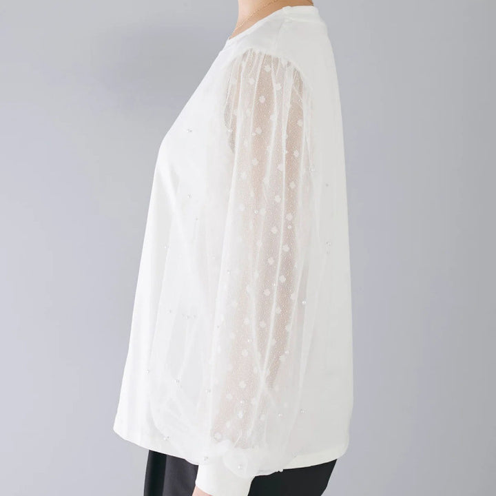 Julianne Blus | Elegant skjorta med lång ärm i mesh-Eva Jonsson