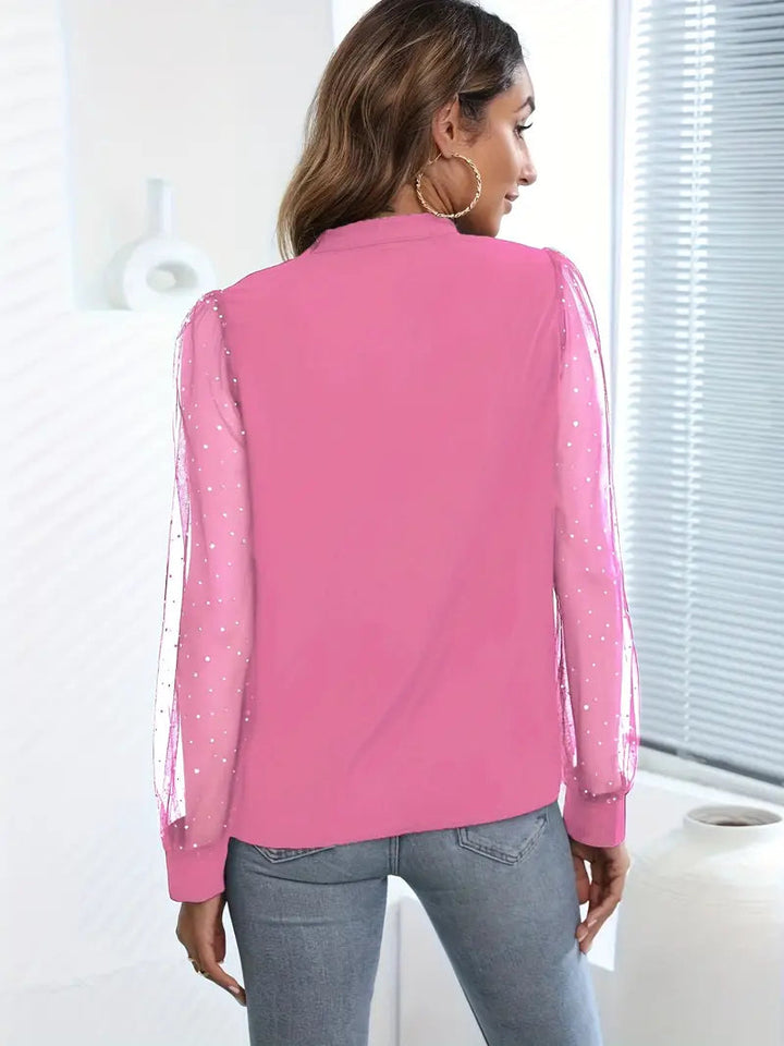 Julianne Blus | Elegant skjorta med lång ärm i mesh-Eva Jonsson