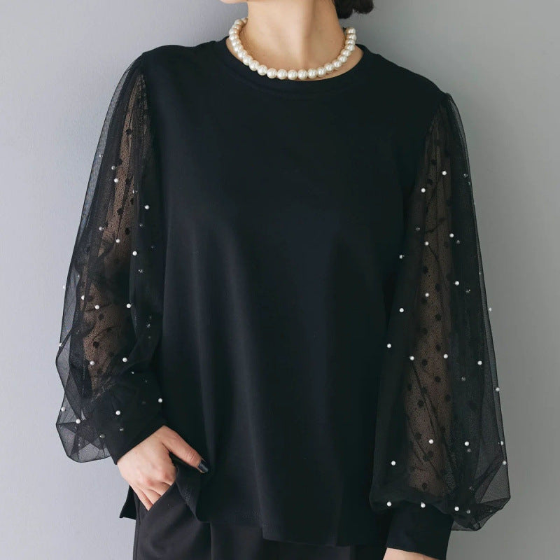 Julianne Blus | Elegant skjorta med lång ärm i mesh-Eva Jonsson