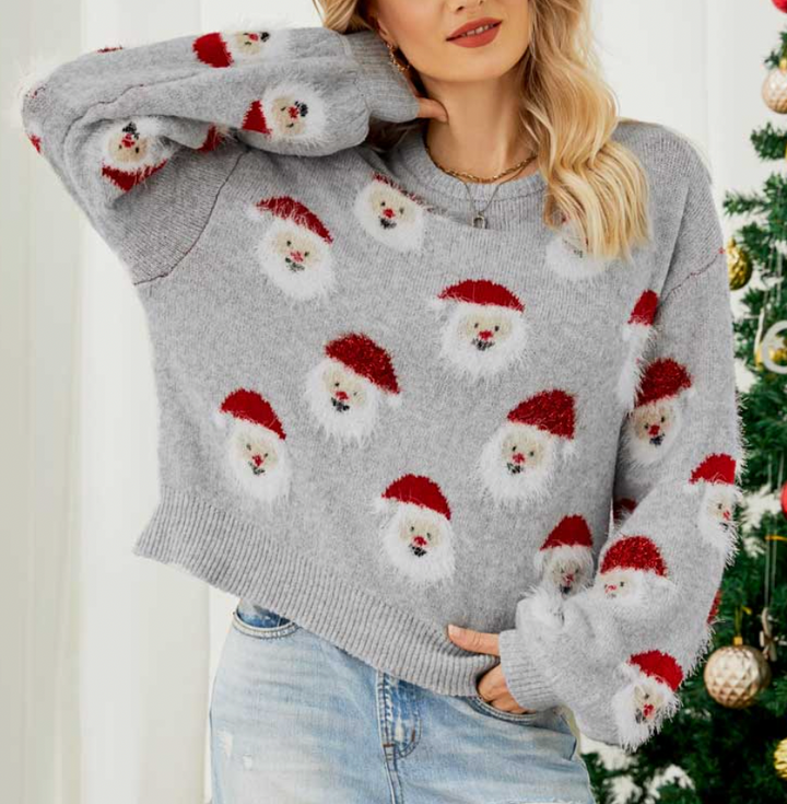 Jultröja | Jultomten | Långärmad | Ugly Xmas Jumper | Damstickat-Eva Jonsson