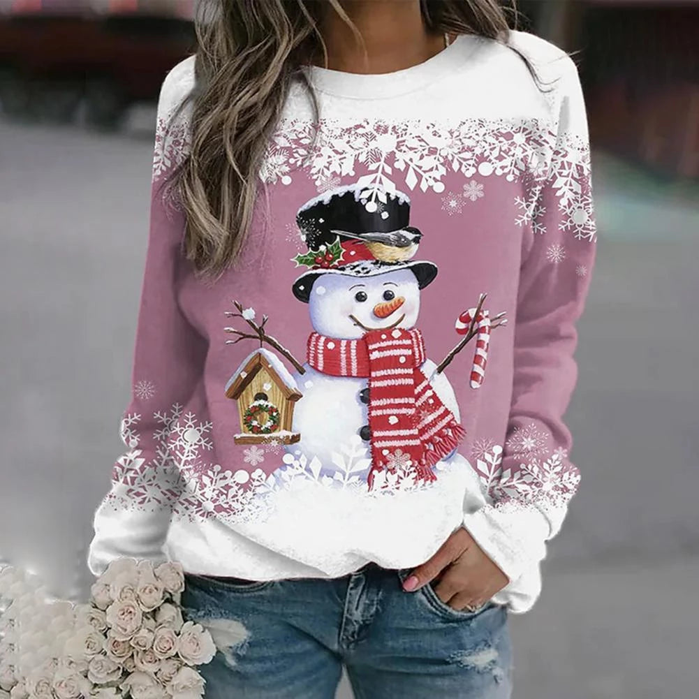 Jultröja - Långärmad Loose Fit Xmas Jumper Sweatshirt för kvinnor-Eva Jonsson