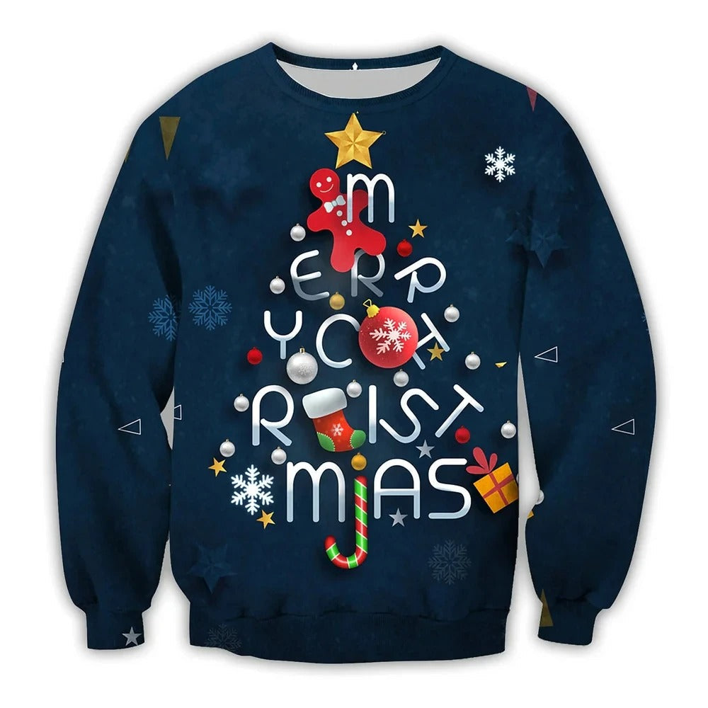 Jultröja - Sweatshirt med rund hals och lös passform för män-Eva Jonsson