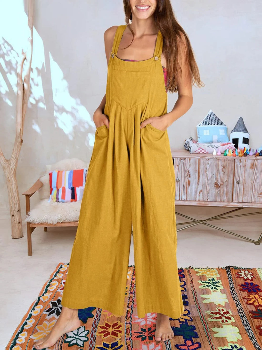 Jumpsuit | Ärmlös | Löst sittande | Jumpsuit med vida ben | Overall-Eva Jonsson