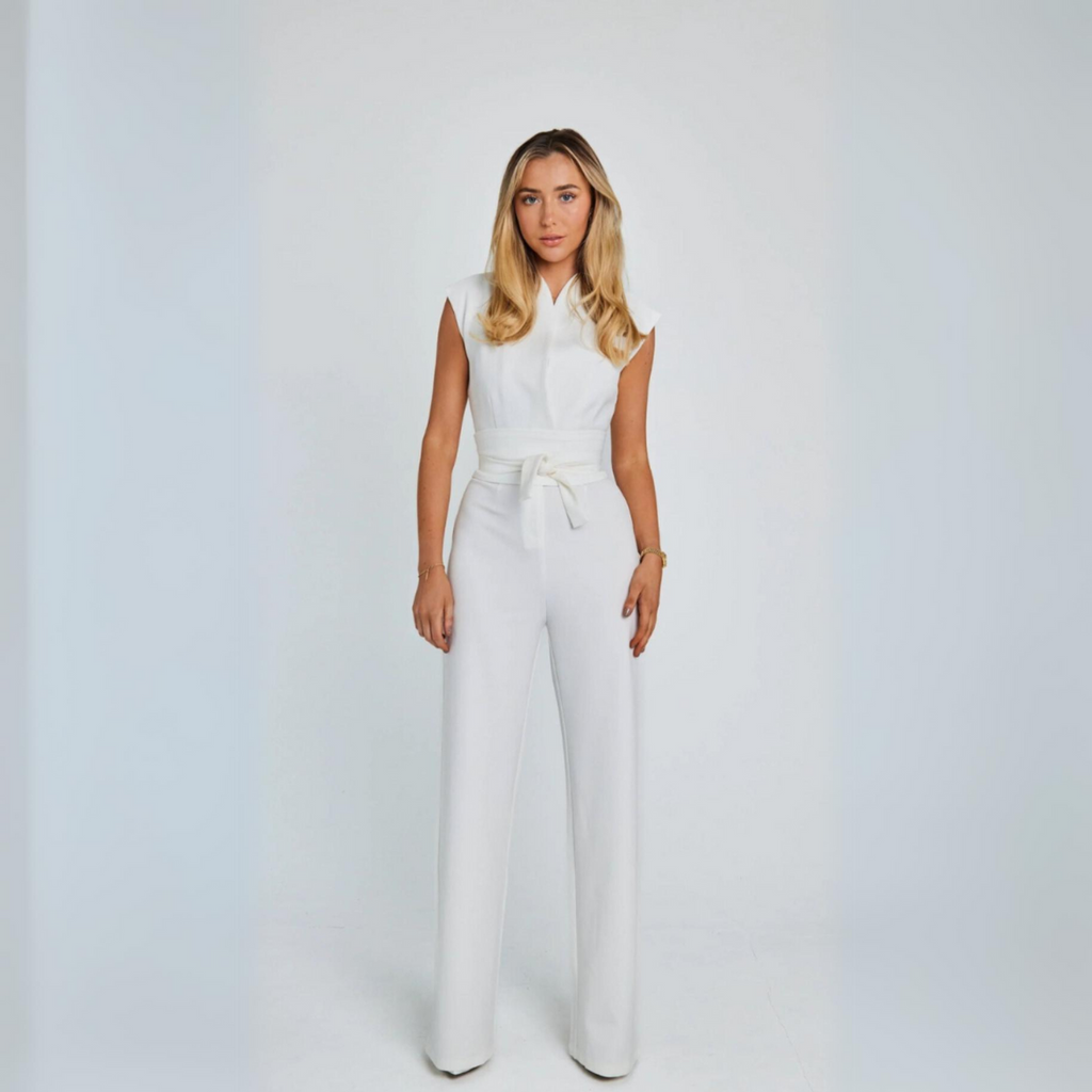Jumpsuit - Elegant - Midja med knytband - Jumpsuit med vida ben - Ärmlös jumpsuit för kvinnor-Eva Jonsson