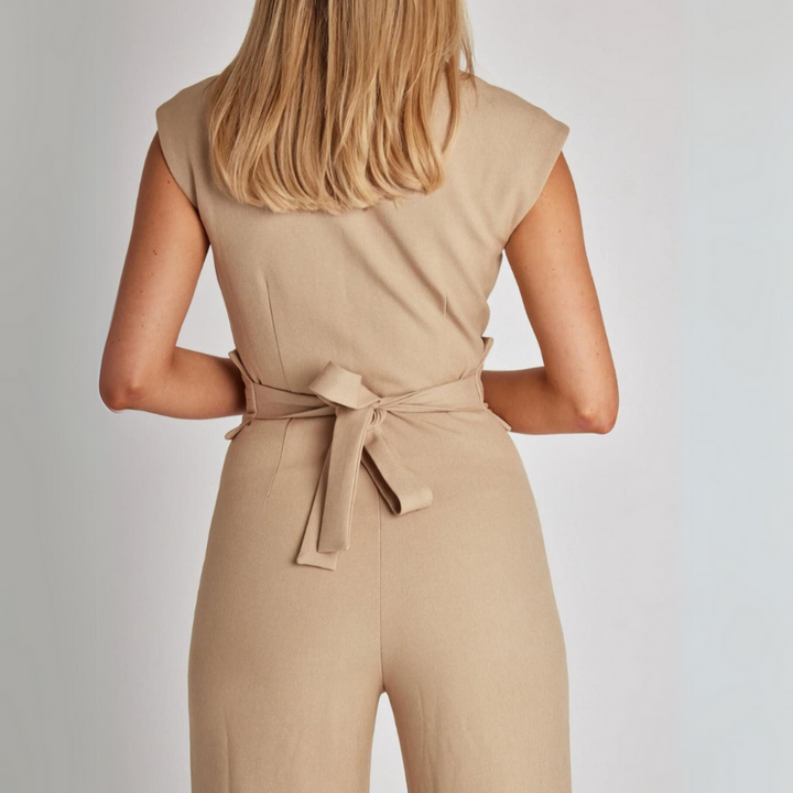 Jumpsuit - Elegant - Midja med knytband - Jumpsuit med vida ben - Ärmlös jumpsuit för kvinnor-Eva Jonsson