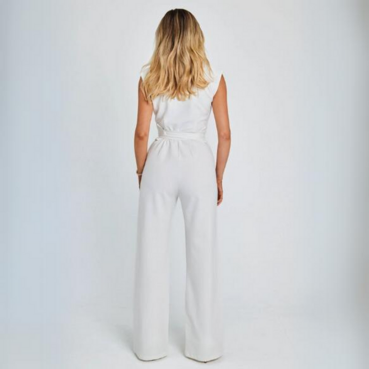 Jumpsuit - Elegant - Midja med knytband - Jumpsuit med vida ben - Ärmlös jumpsuit för kvinnor-Eva Jonsson