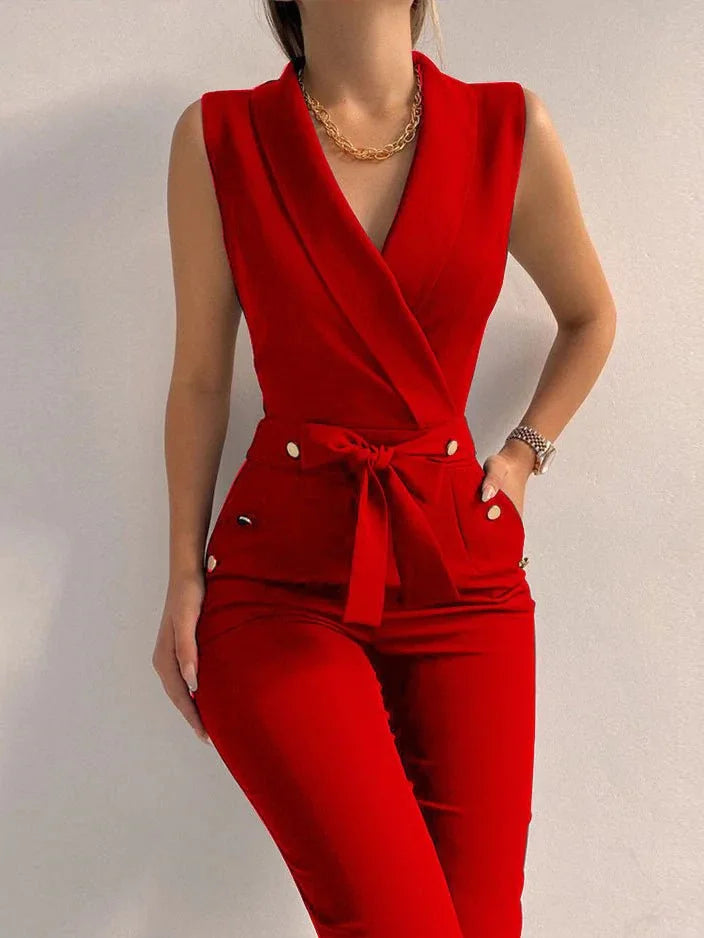 Jumpsuit - V-hals - Ärmlös - Elegant jumpsuit - Formell jumpsuit för kvinnor-Eva Jonsson
