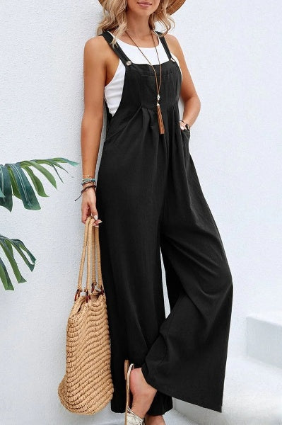 Jumpsuit med vida ben | Ärmlös | Löst sittande | Overall | Jumpsuit för kvinnor-Eva Jonsson