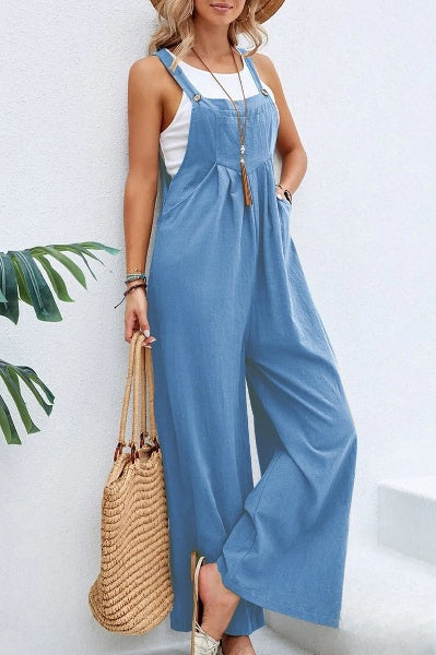 Jumpsuit med vida ben | Ärmlös | Löst sittande | Overall | Jumpsuit för kvinnor-Eva Jonsson
