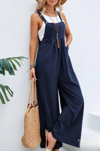 Jumpsuit med vida ben | Ärmlös | Löst sittande | Overall | Jumpsuit för kvinnor-Eva Jonsson