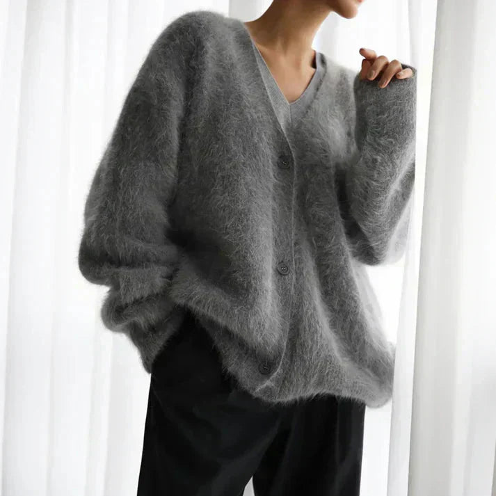 Kashmir-kofta | Loose Fit | Button-Up | Stickad Cardigan | Damkläder-Eva Jonsson